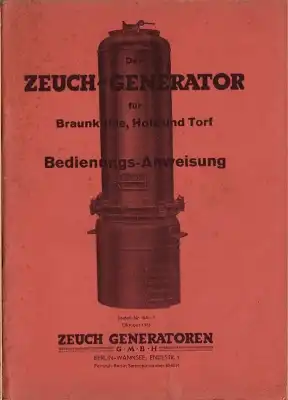 Zeuch Generator Bedienungsanleitung 1943