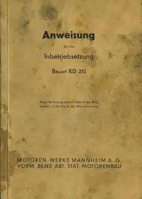 MWM Motor KD 215 Bedienungsanleitung 1956