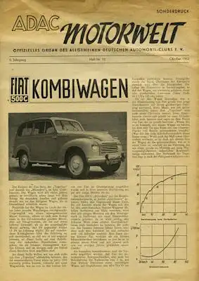 Fiat 500 C Kombi Sonderdruck Test aus ADAC-Motorwelt 10.1952