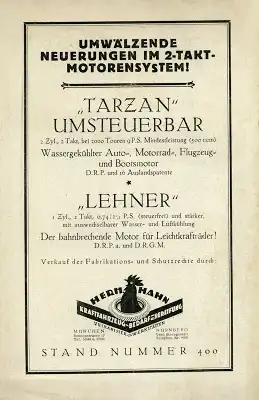 Tarzan und Lehner Motoren Prospekt 1924