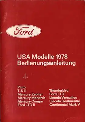 Ford USA Modelle Bedienungsanleitung 1978