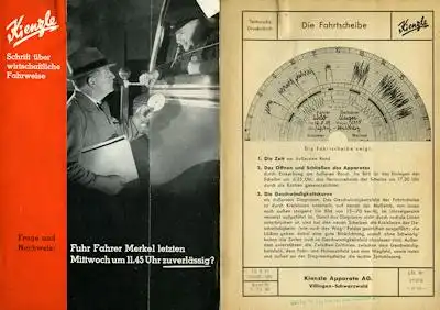 Kienzle Fahrtschreiber Prospekte ca. 1940