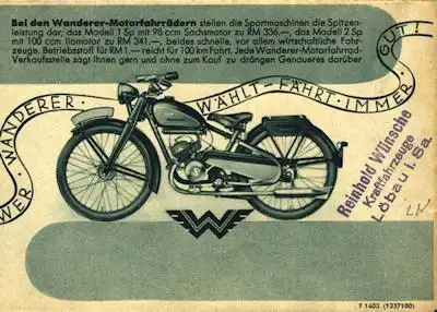 Wanderer Fahrrad Prospekt 12.1937