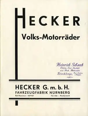 Hecker VM 1 und 2 Prospekt ca. 1932