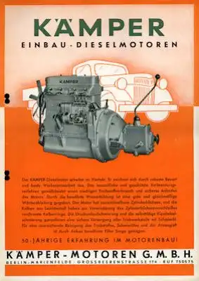 Kämpfer Dieselmotoren Prospekte ca. 1955