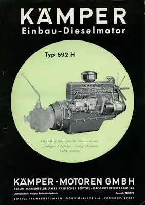 Kämpfer Dieselmotoren Prospekte ca. 1955