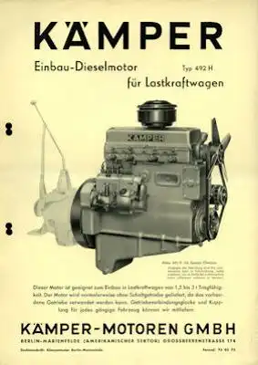 Kämpfer Dieselmotoren Prospekte ca. 1955