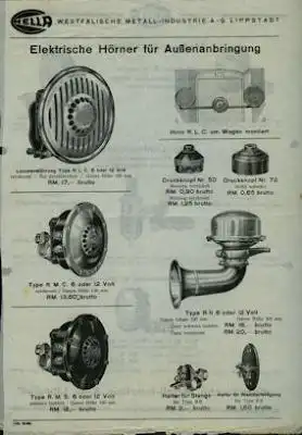 Hella Elektrische Hörner 1934