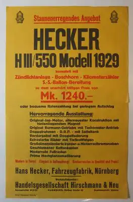 Hecker original Plakat 1929