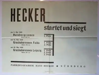 Hecker original Plakat 1929