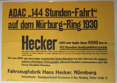 Hecker original Plakat 1930