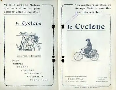 Cyclone moteur bicyclette Prospekt 1920er Jahre