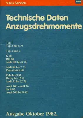 VW Technischen Daten 10.1982