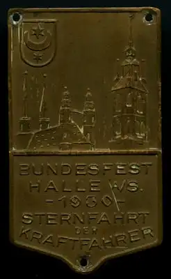 Plakette Bundesfest Halle / Saale 1930
