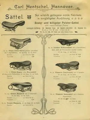 Hentschel, Carl / Hannover Fahrrad Teile Katalog 1904