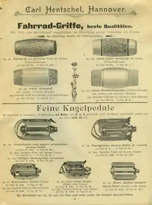 Hentschel, Carl / Hannover Fahrrad Teile Katalog 1904