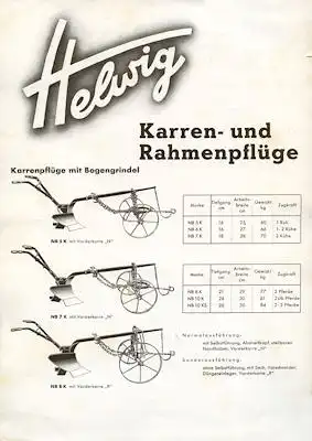 Helwig Karren- und Rahmenpflüge Prospekt 1930er Jahre
