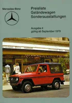 Mercedes-Benz Preisliste G und Sonderausstattung 1980