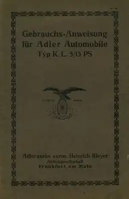Adler Typ K.L. 5/13 PS Bedienungsanleitung 1911-1920