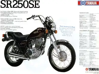 Yamaha SR 250 SE / SR 500 Prospekt 1983