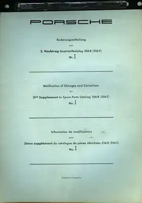 Porsche 356 B + C Ersatzteilliste 1960er Jahre