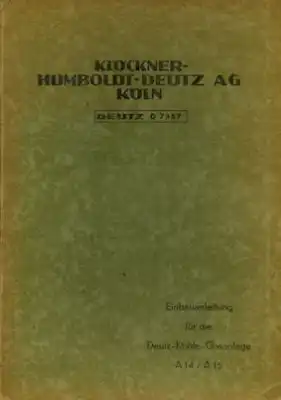 Deutz Kohle-Gasanlage Einbauanleitung 1940er Jahre