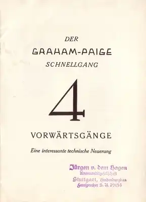 Graham Paige Getriebe Bedienungsanleitung 1920er Jahre