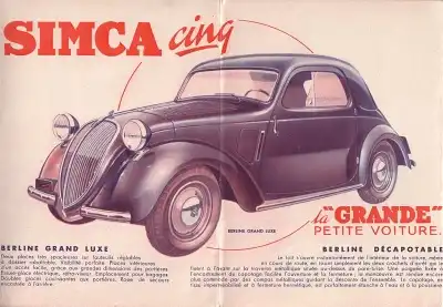 Simca Cinq Prospekt 1930er Jahre