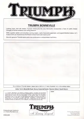 Triumph Bonneville UK Prospekt 1986