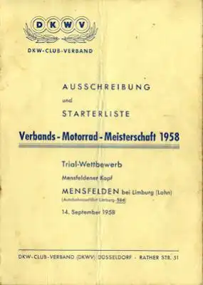 DKW Club Verband Ausschreibung Trail 1958
