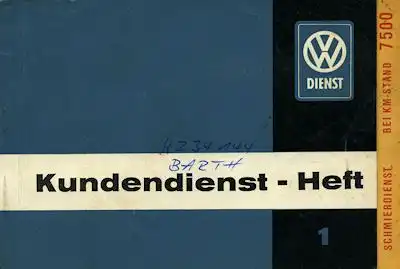 VW Kundendienstheft 1 1962