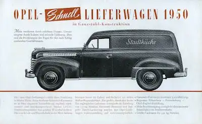 Opel Schnell-Lieferwagen Prospekt 1950