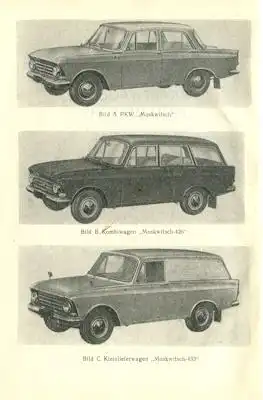 Moskwitsch 426 / 433 Wartungsvorschrift 1960er Jahre