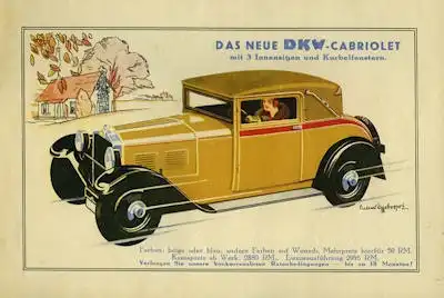 DKW Cabriolet Prospekt ca. 1930