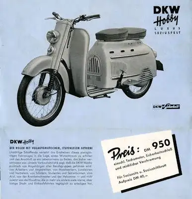 DKW Hobby Luxus Prospekt ca. 1955