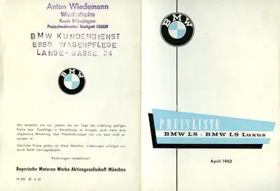 BMW LS Preisliste 4.1962