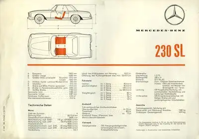 Mercedes-Benz 230 SL Datenblatt 3.1963