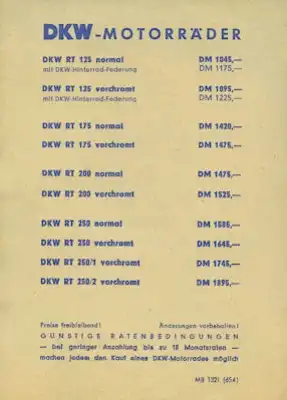 DKW Preisliste 6.1954
