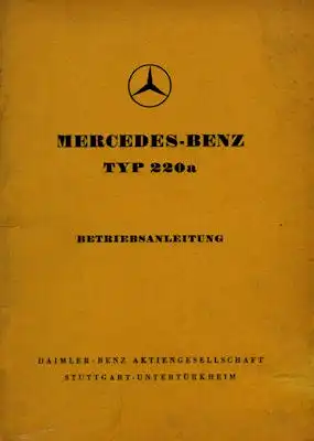 Mercedes-Benz 220a Bedienungsanleitung 1956