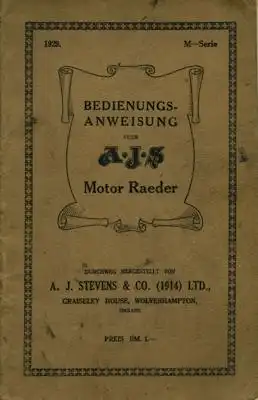 AJS 350 ccm M-Modelle Bedienungsanleitung 1929
