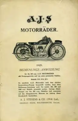 AJS 350 ccm M-Modelle Bedienungsanleitung 1929