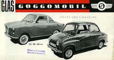Glas Goggomobil Coupé 250 300 400 Prospekt 4.1964 / 10/1964