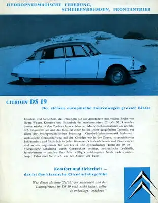 Citroen DS 19 Prospekt ca. 1961