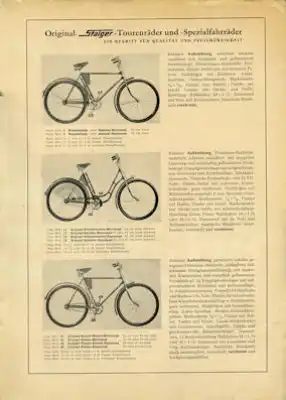 Staiger Fahrrad Prospekt ca. 1951