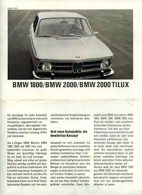 BMW 1800-2000 TILUX Prospekt 8.1968