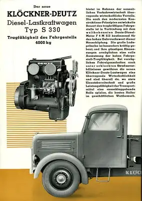 Klöckner-Deutz S 330 Diesel Lastkraftwagen Prospekt 1940