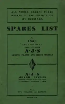 AJS 350 500 cc Single cyclinder Ersatzteilliste 1953