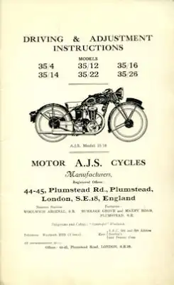 AJS Bedienungsanleitung und Ersatzteilliste 1935