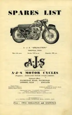 AJS 500 cc OHV Ersatzteilliste 1955
