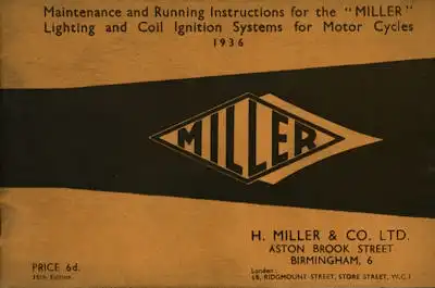 Miller Zündung Bedienungsanleitung 1936